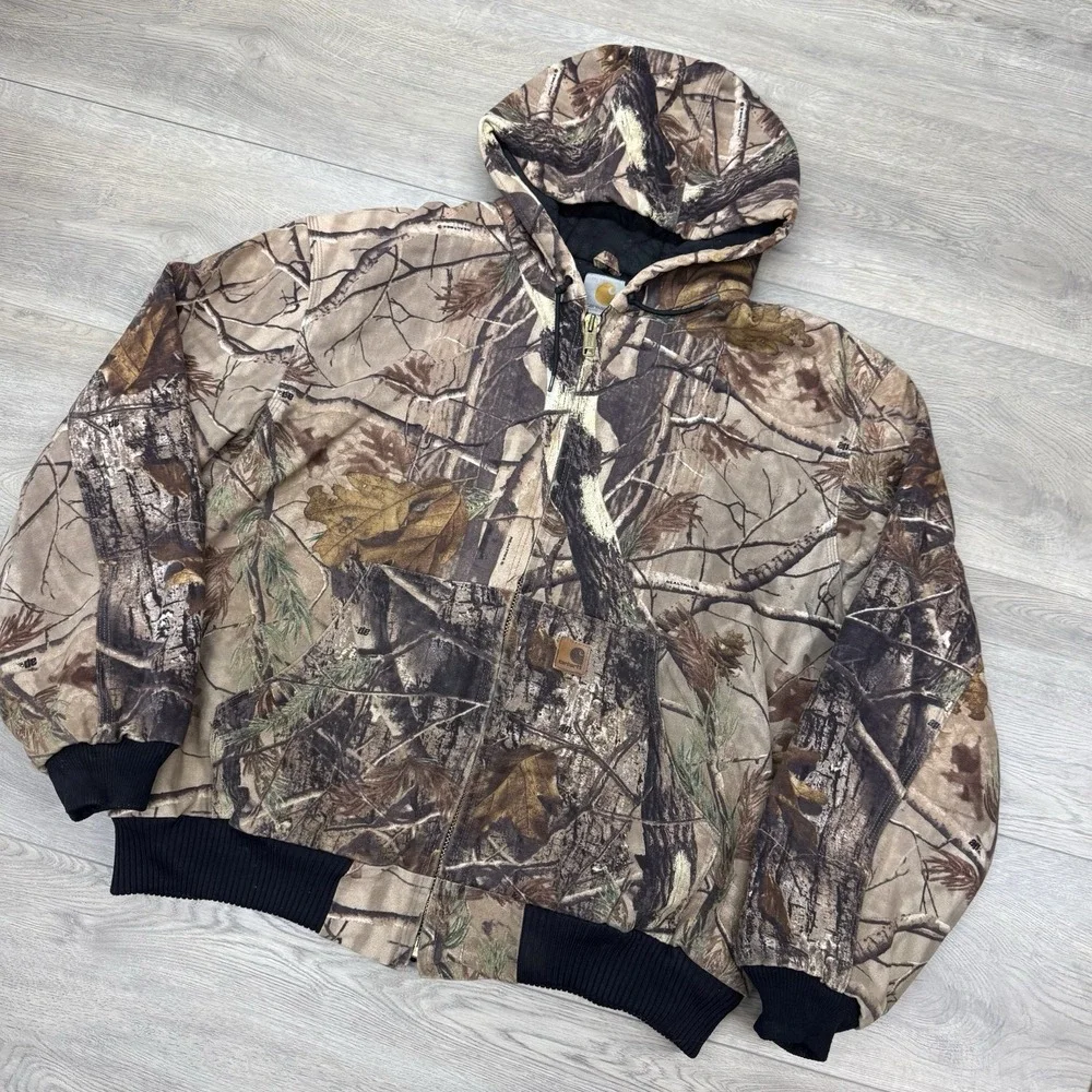 Carhartt Realtree Camo Canvas Coat Men's Sz XL Skater Grunge‎ Hunt